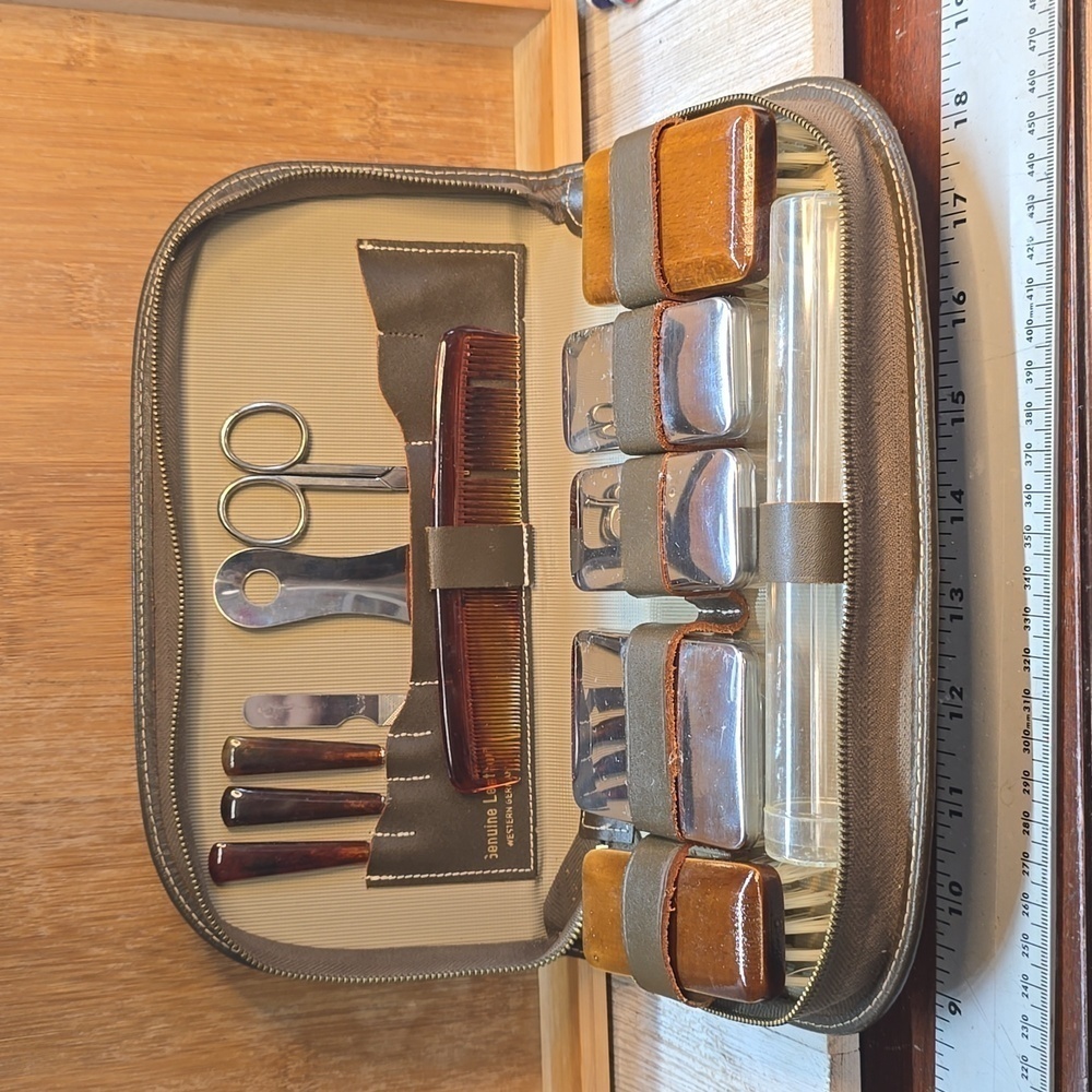 Vintage Men's Travel Kit Leather Western Germany